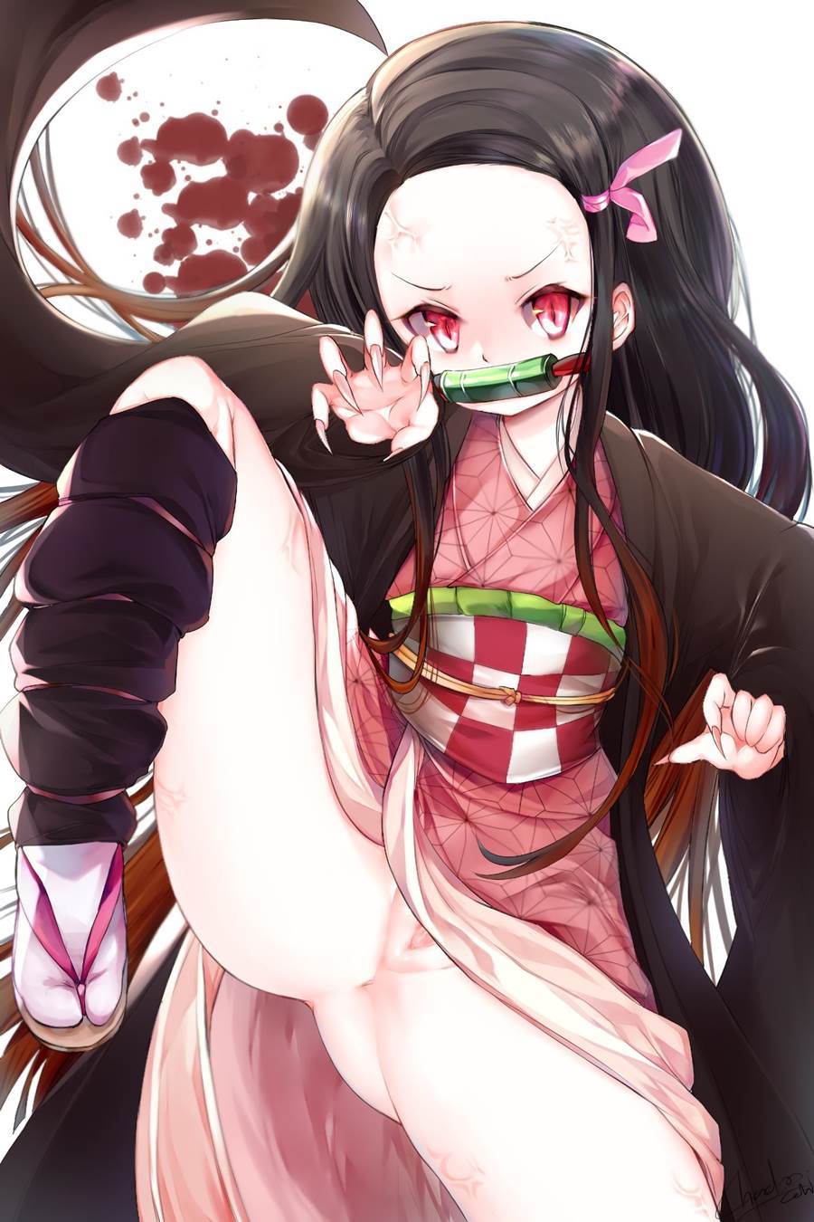 Kimetsu no Yaiba - Nezuko Peladinha em imagens eróticas